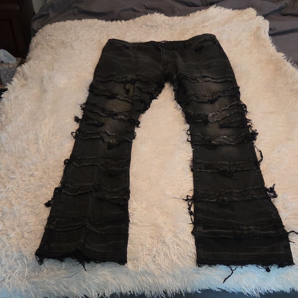 Fashion Nova Men Black Distressed Relaxed Jeans